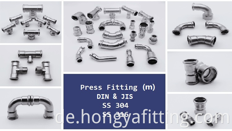 Edelstahl-ROHR-Fitting DVGW-Presse-Installation PIPE-Fitting-Kupplung